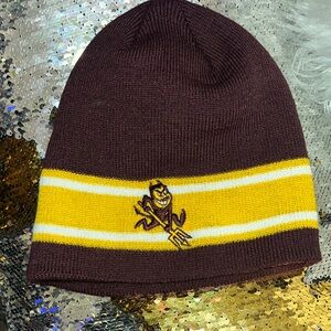 #856| OS ASU Sun devil Brown and Yellow Beanie never worn